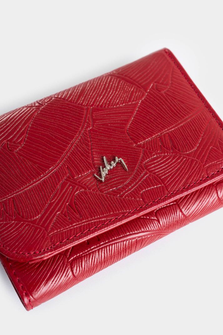 Vélez Billetera Colory Cuero Mujer Grabado Palmeras Rojo-3