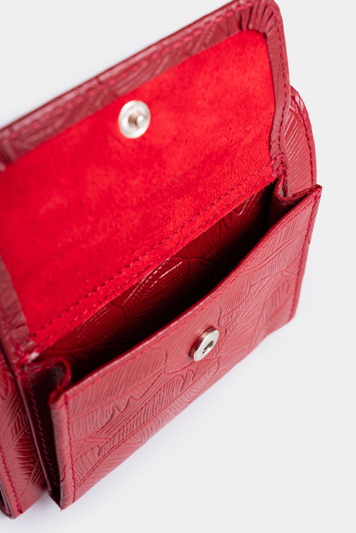 Vélez Billetera Colory Cuero Mujer Grabado Palmeras Rojo-4