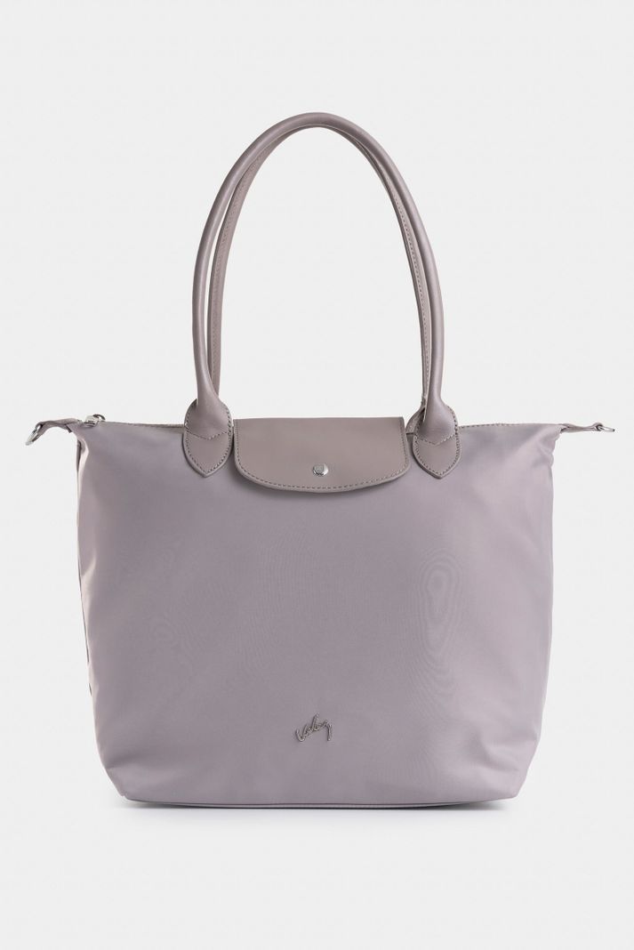 Vélez Shopping Ámbar En Lona Para Mujer Detalle Cuero Gris-0