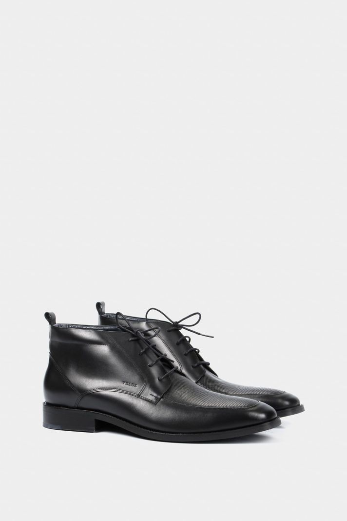 Vélez Botas Office De Cuero Para Hombre Cortes Básicos Negro-1