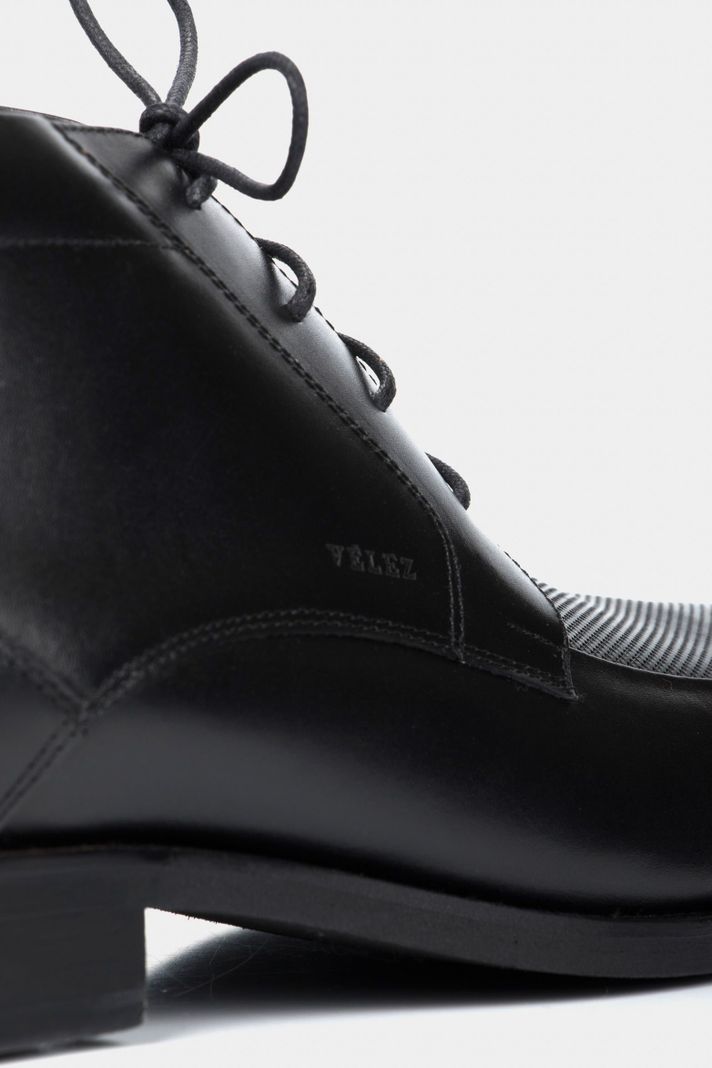 Vélez Botas Office De Cuero Para Hombre Cortes Básicos Negro-4