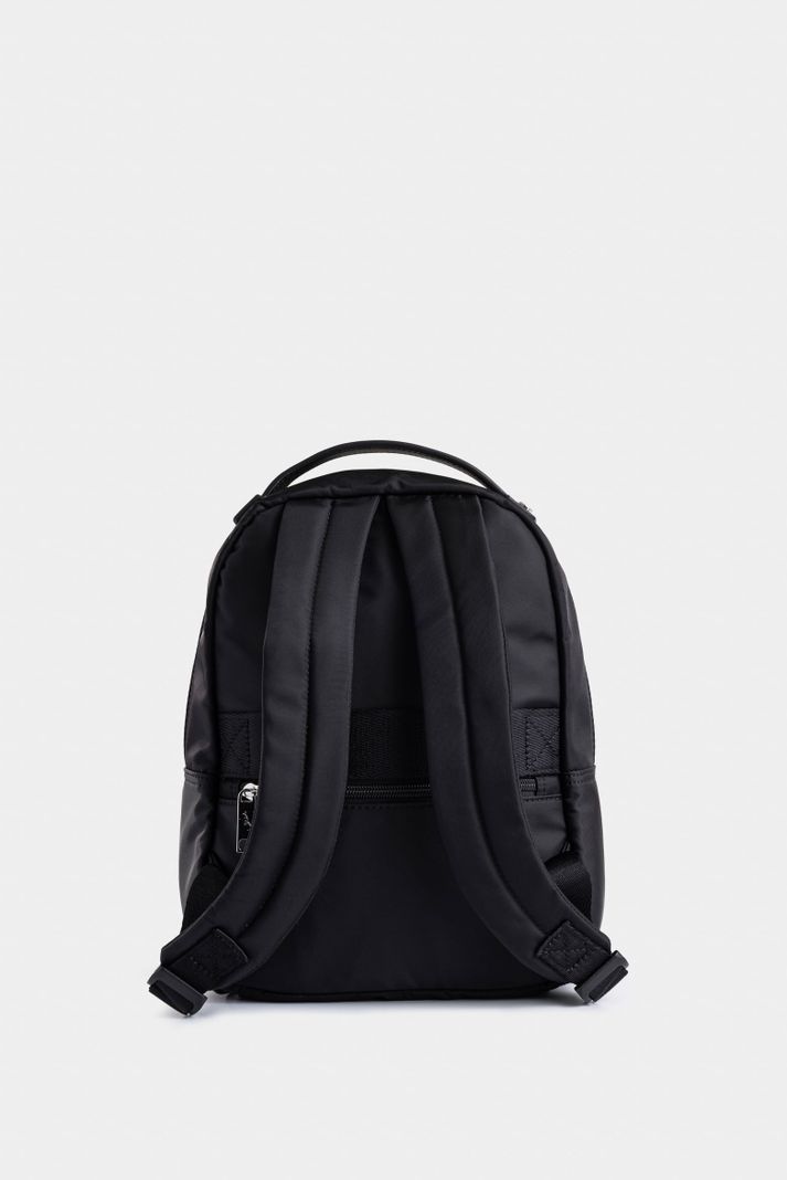 Vélez Mochila Púrpura De Lona Para Mujer Manija Cuero Negro-2