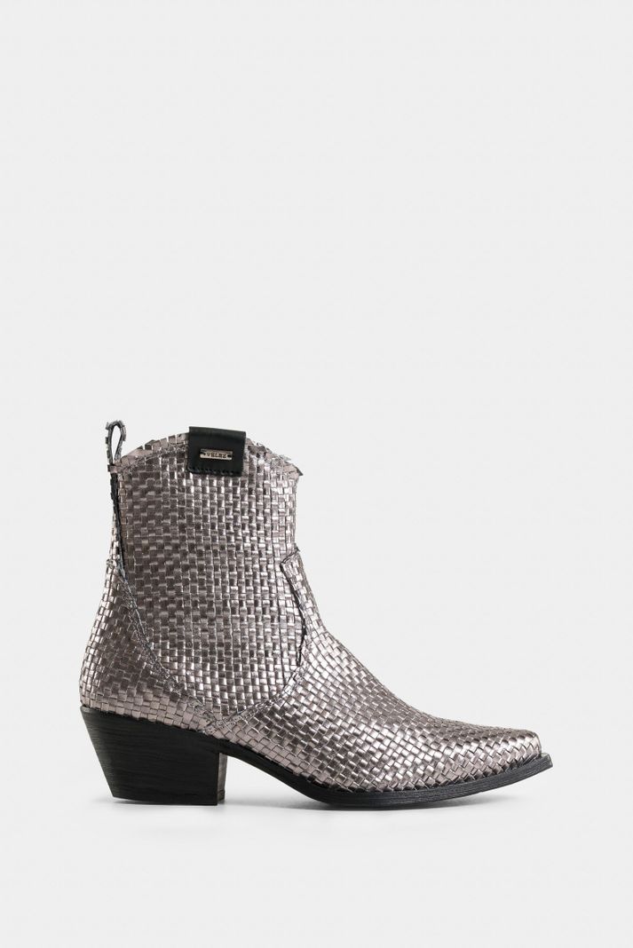 Vélez Botines Uyuni Cuero Para Mujer Capellada Tejida Plata-0