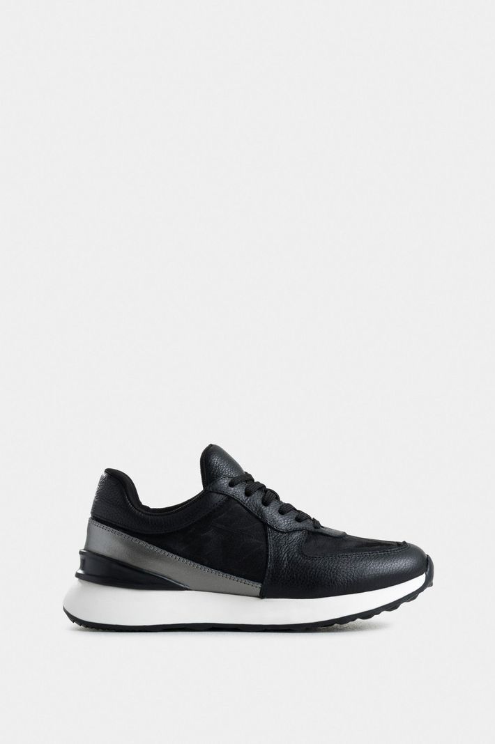 Velez Zapatillas Jacinto Cuero Y Lona Mujer Monogram Negro
