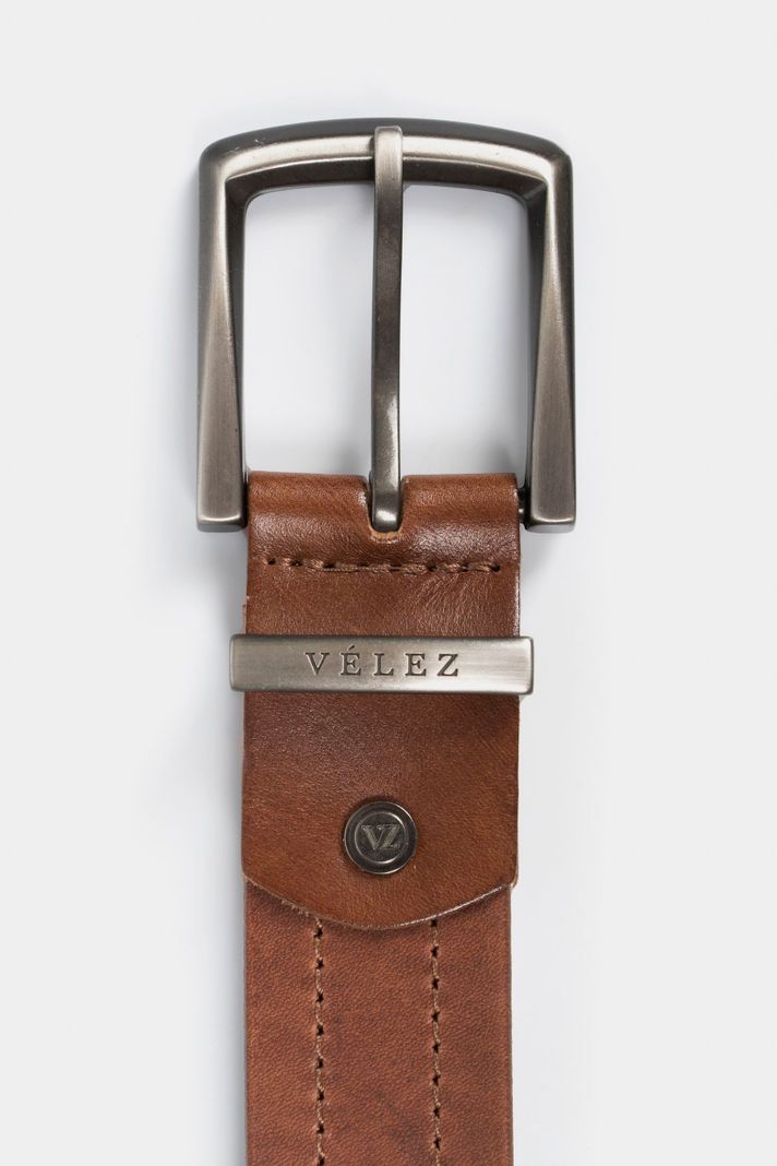 Vélez Cinturón Unifaz Cuero Hombre Pasador Metálico Miel-2