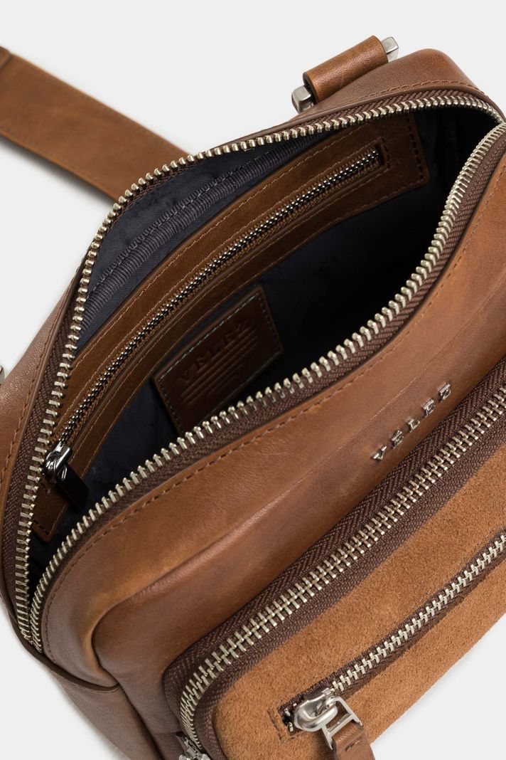 Vélez Manos Libres Bright Cuero Hombre Detalle Gamuzado Miel-4