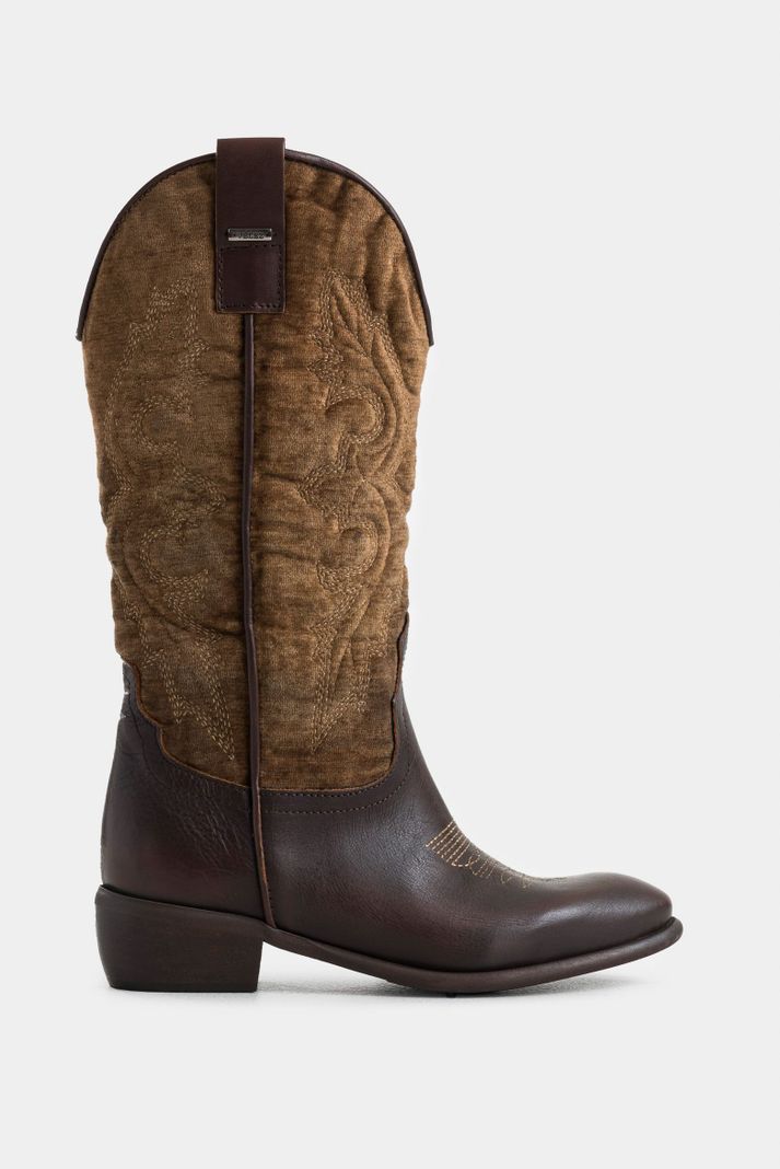 Vélez Botas Salvinia En Textil y Cuero Mujer Vintage Café-0