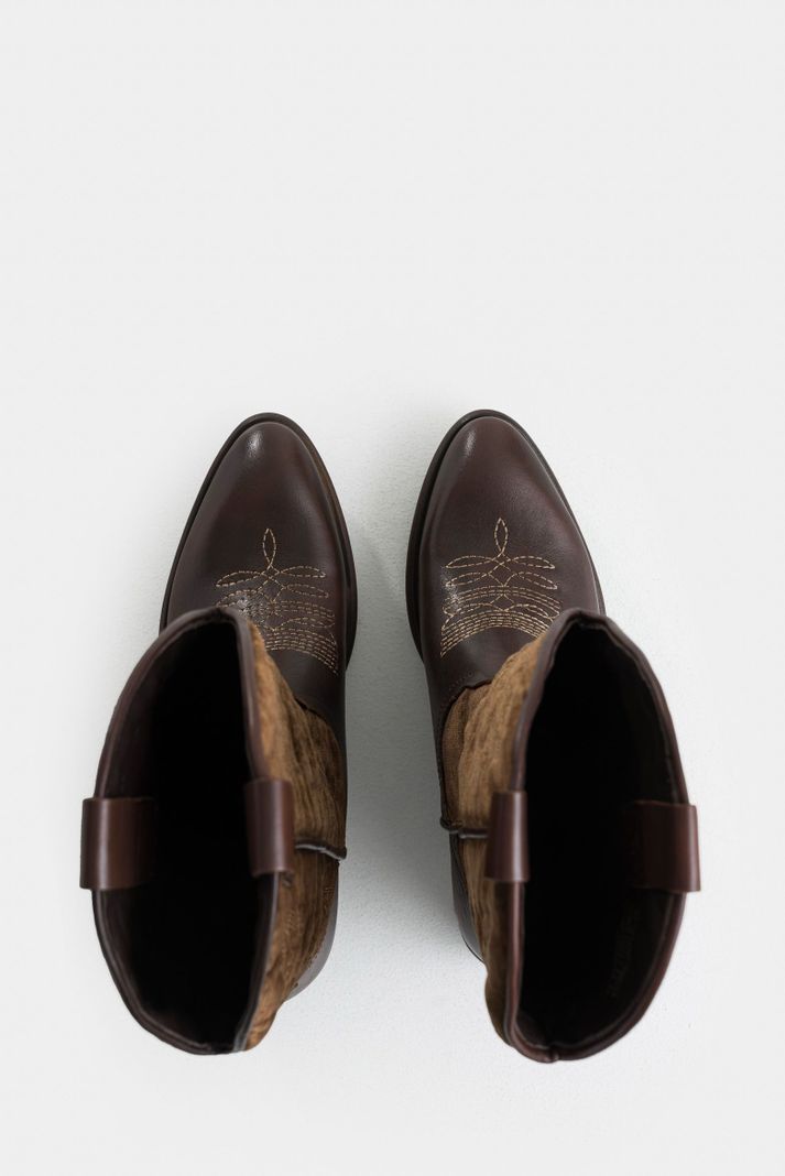 Vélez Botas Salvinia En Textil y Cuero Mujer Vintage Café-3