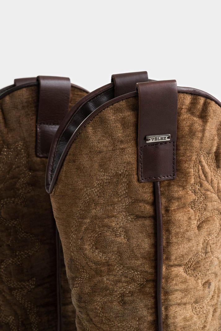 Vélez Botas Salvinia En Textil y Cuero Mujer Vintage Café-4