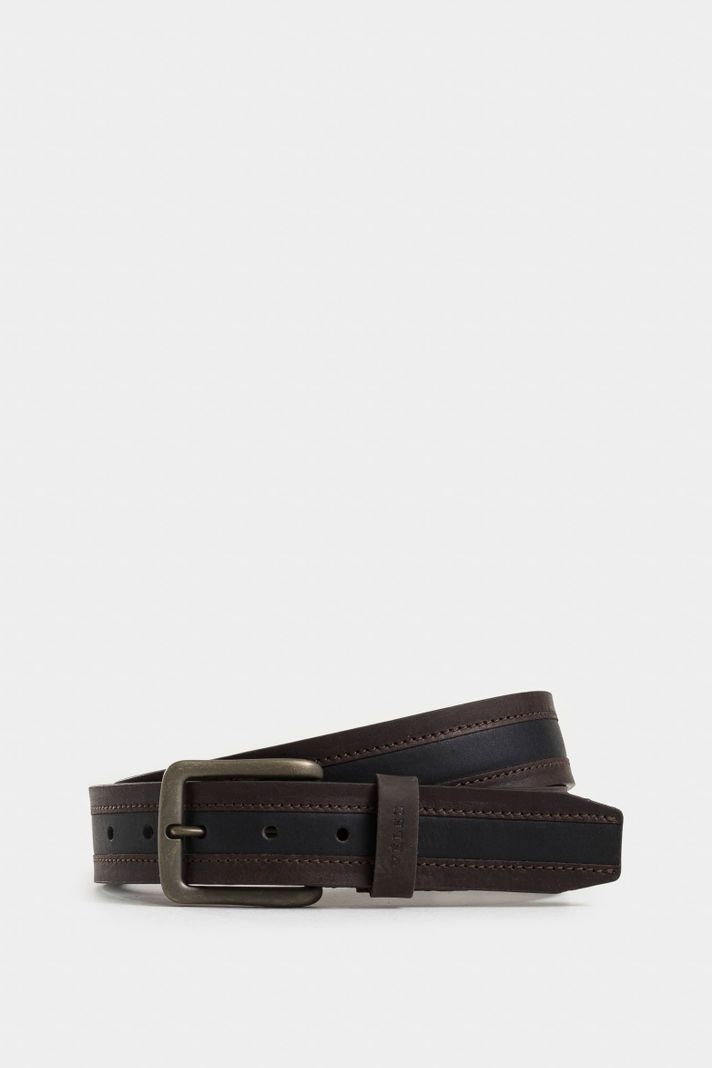 Vélez Cinturón Unifaz Soft Cuero Hombre Punta Trapecio Café-0