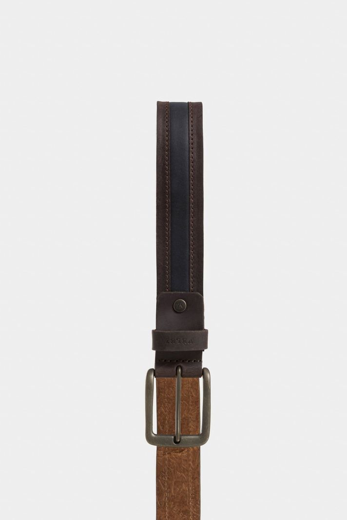 Vélez Cinturón Unifaz Soft Cuero Hombre Punta Trapecio Café-1