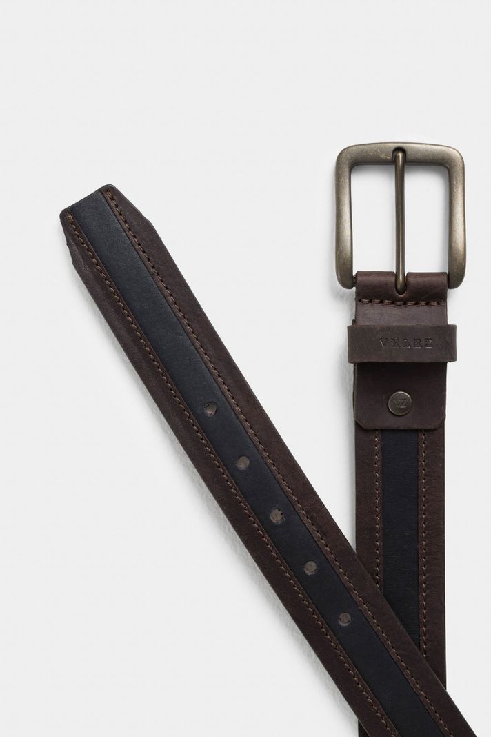 Vélez Cinturón Unifaz Soft Cuero Hombre Punta Trapecio Café-2