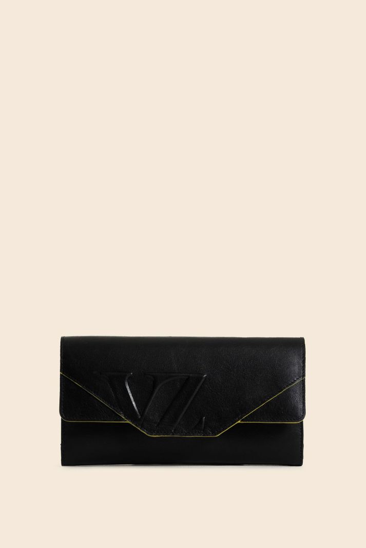Vélez Billetera Porta Chequera Cuero Mujer Monogram Negro-0