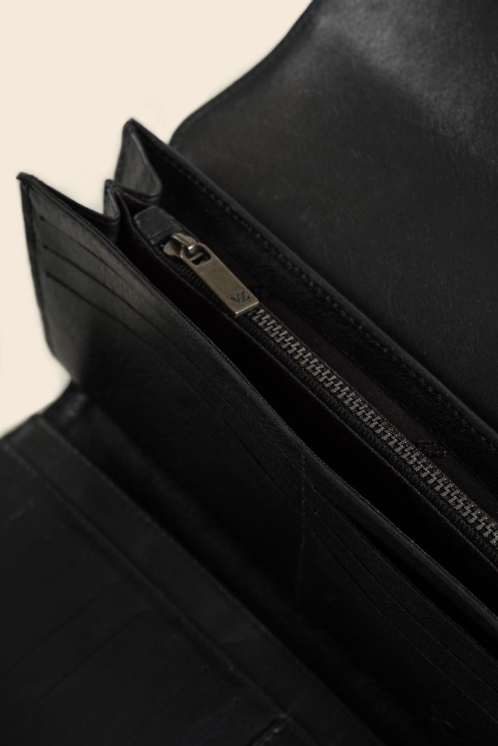Vélez Billetera Porta Chequera Cuero Mujer Monogram Negro-4