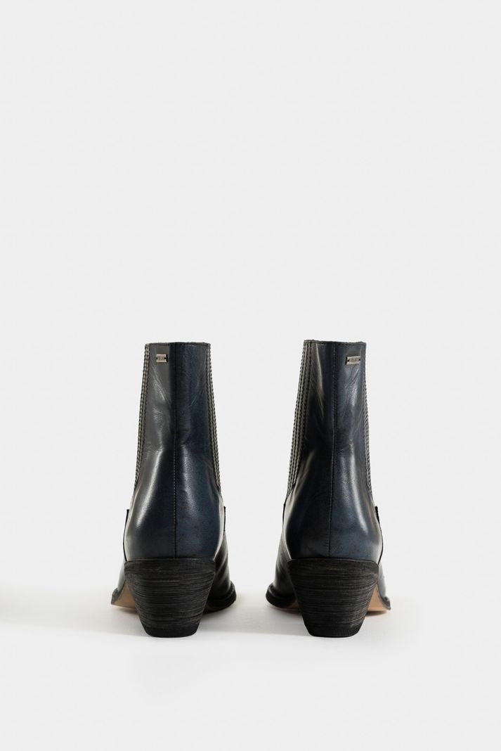 Vélez Botines Texanos Mercurio Cuero Artesanal Mujer Azul-2