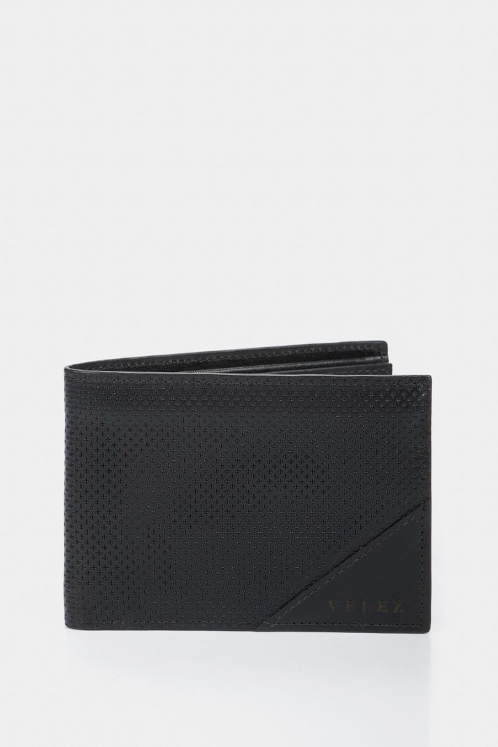 Vélez Billetera Titus Cuero Para Hombre Grabado Cruces Negro-0
