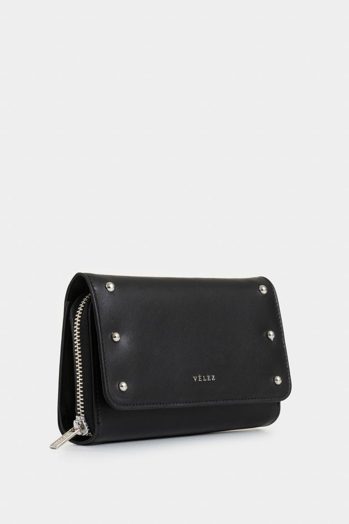 Vélez Billeteria Palma Cuero Folia Mujer Efecto Croco Negro-1