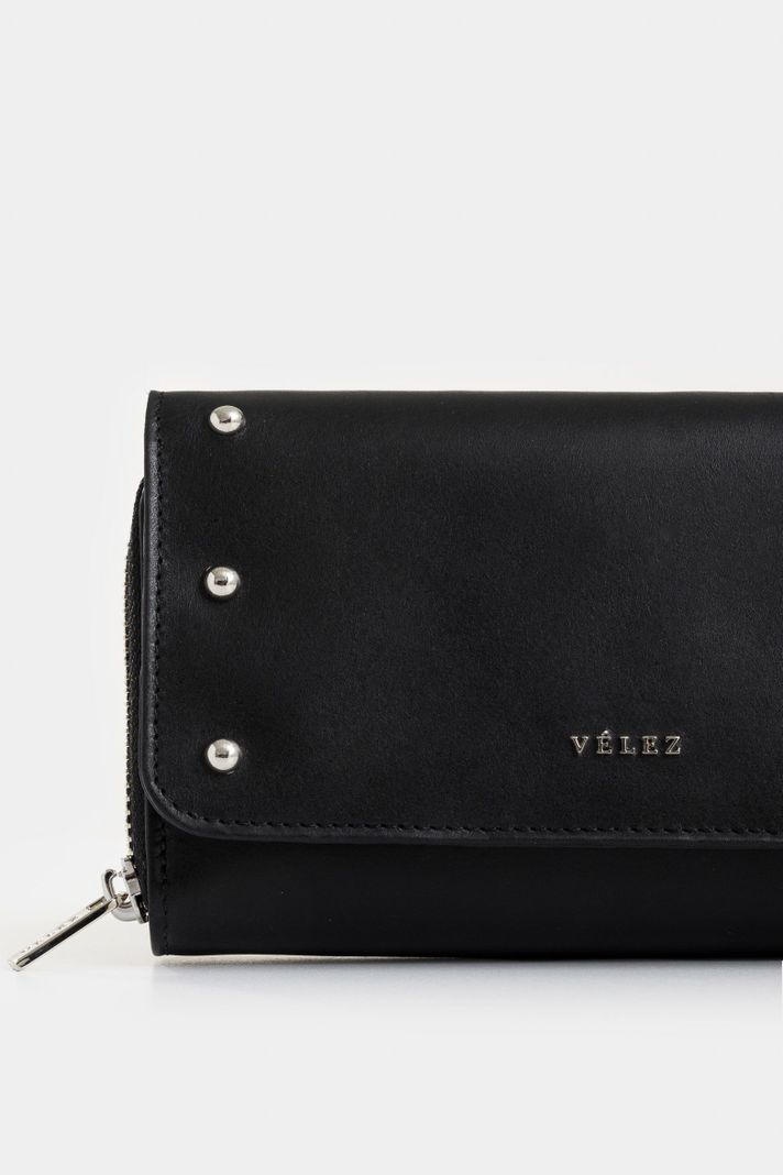 Vélez Billeteria Palma Cuero Folia Mujer Efecto Croco Negro-3