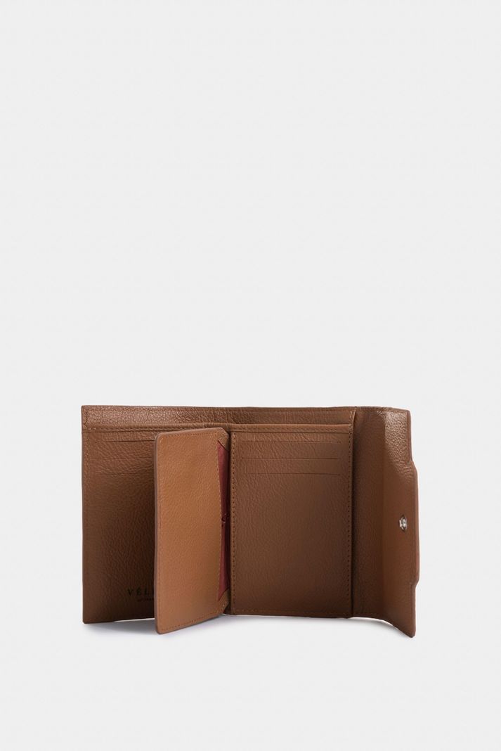 Vélez Billetera Magnolia Cuero Mujer Corte Hexagonal Miel-1