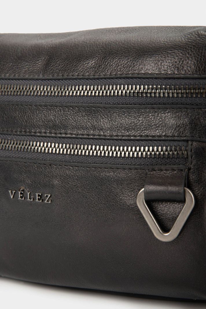 Vélez Riñonera Tivoli De Cuero Hombre Reata En Nylon Negro-4