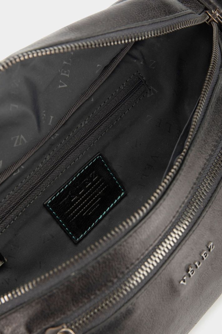 Vélez Riñonera Tivoli De Cuero Hombre Reata En Nylon Negro-5