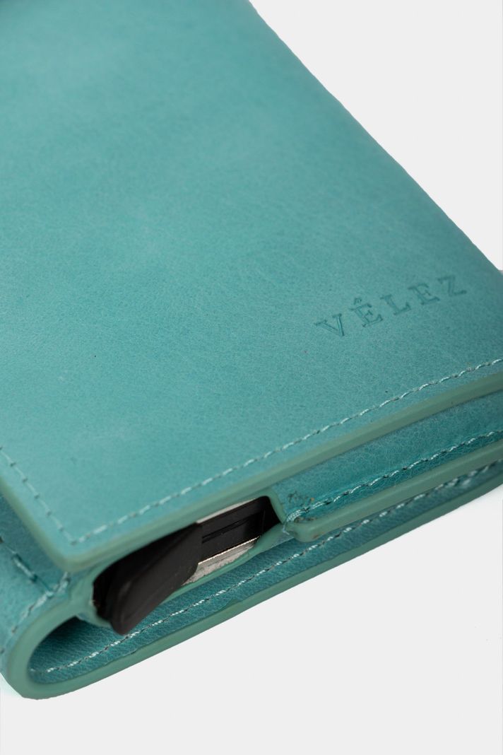 Vélez Porta Documentos De Cuero Tecnológico Azul Claro-3