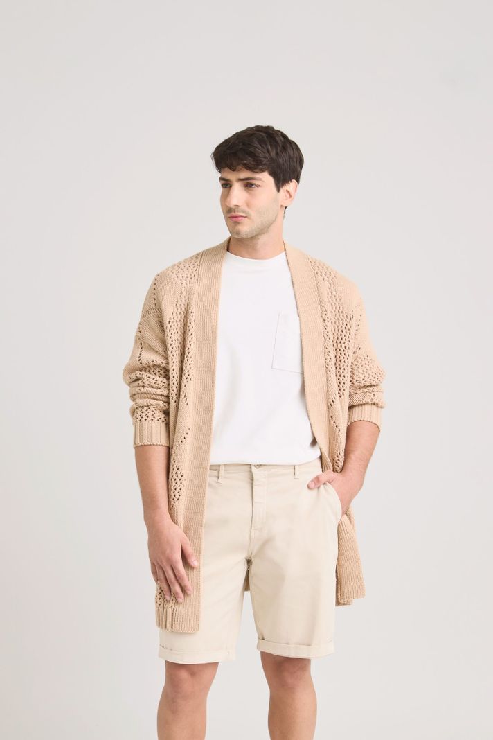 Vélez Sweater Helios Oversized Hombre Diseño Rectilíneo Arena-0