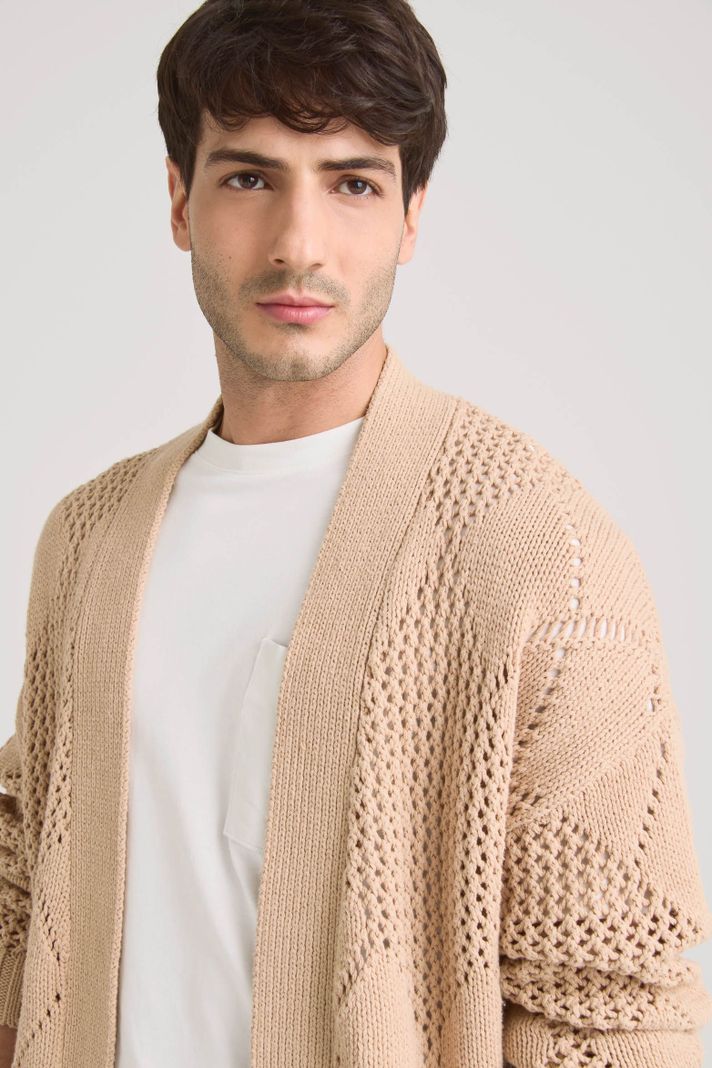 Vélez Sweater Helios Oversized Hombre Diseño Rectilíneo Arena-2