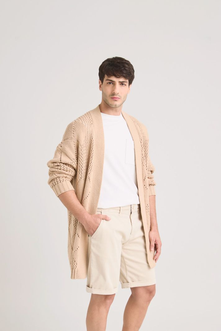 Vélez Sweater Helios Oversized Hombre Diseño Rectilíneo Arena-3