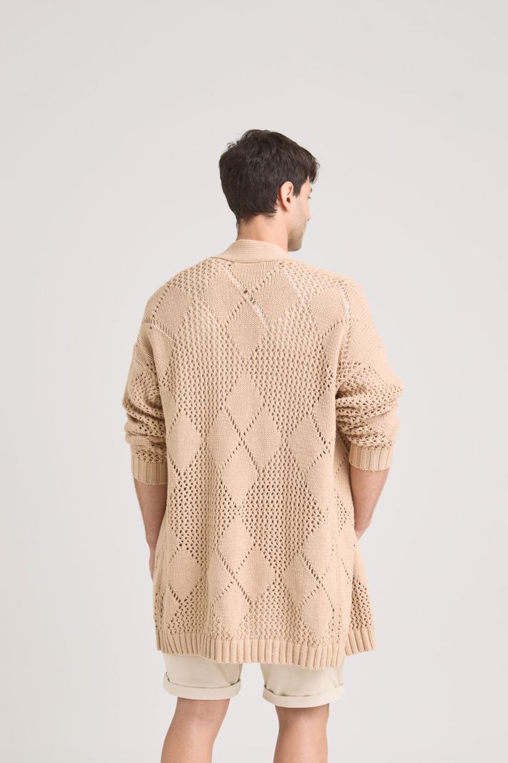 Vélez Sweater Helios Oversized Hombre Diseño Rectilíneo Arena-5