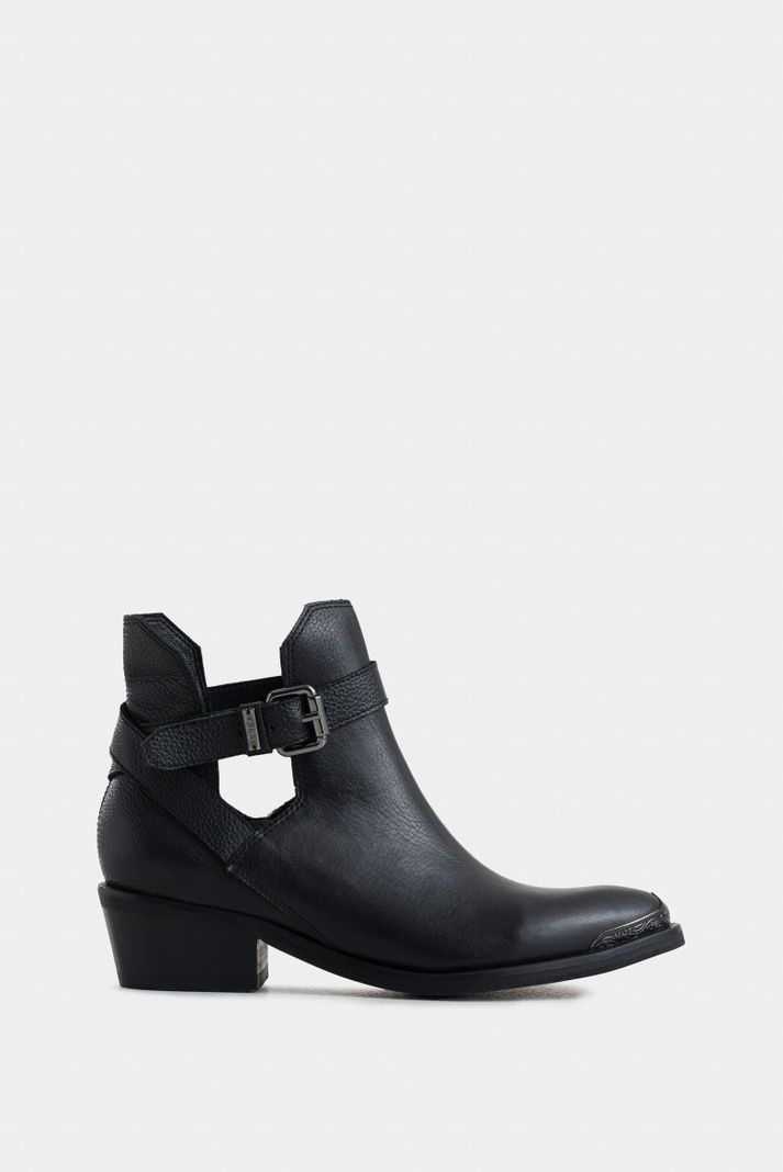 Vélez Botines Tacón Campina 2.0 Cuero Mujer Cut Out Negro-0