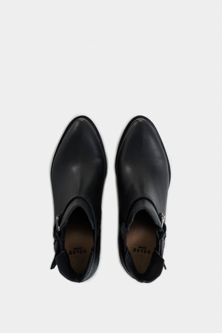 Vélez Botines Tacón Campina 2.0 Cuero Mujer Cut Out Negro-3
