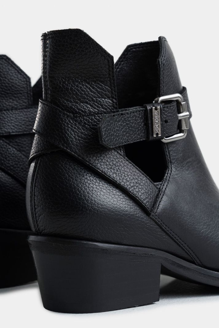 Vélez Botines Tacón Campina 2.0 Cuero Mujer Cut Out Negro-4