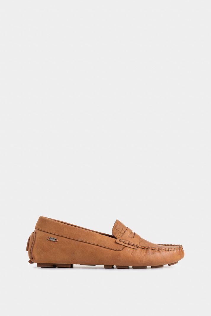 Vélez Mocasines Manchester De Cuero Para Mujer Grabado Miel-0