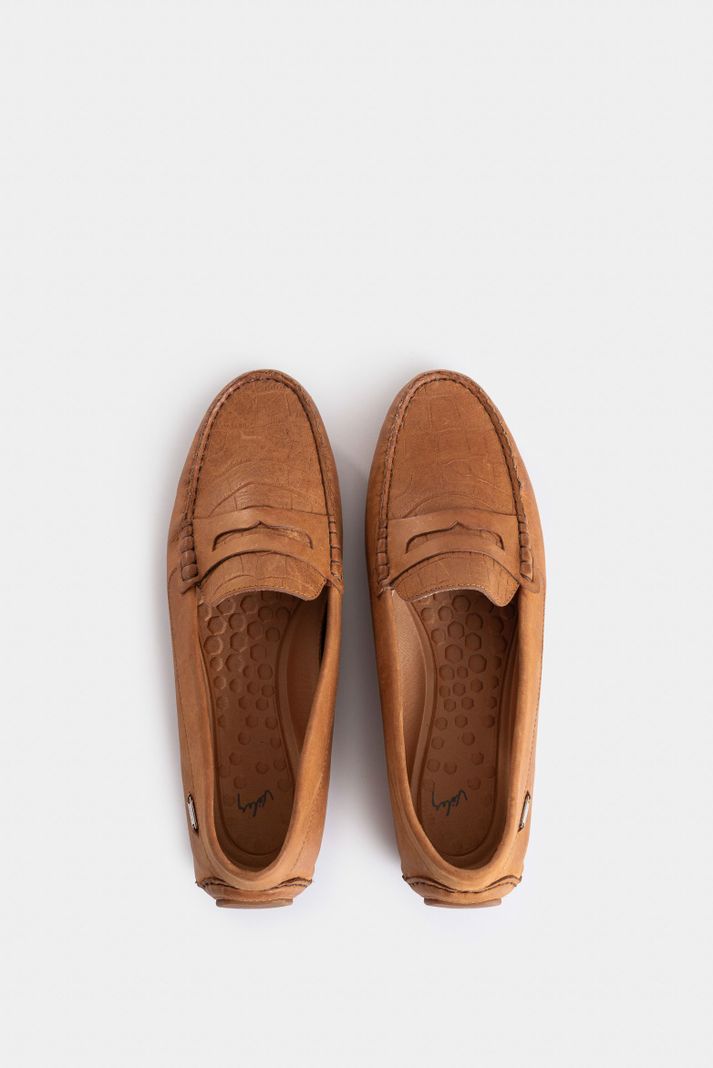 Vélez Mocasines Manchester De Cuero Para Mujer Grabado Miel-3