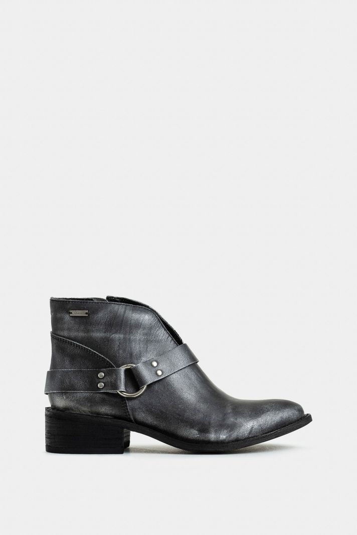 Vélez Botines Texanos Azúcar Cuero Brush Off Para Mujer Gris-0