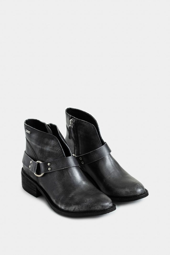 Vélez Botines Texanos Azúcar Cuero Brush Off Para Mujer Gris-1