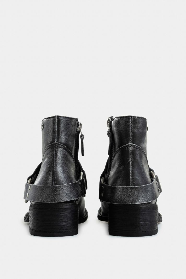 Vélez Botines Texanos Azúcar Cuero Brush Off Para Mujer Gris-2