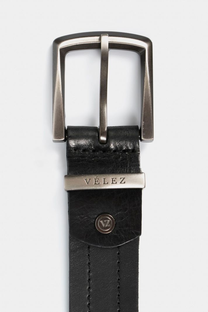Vélez Cinturón Unifaz Coraje De Cuero Hombre Pasador Negro-2