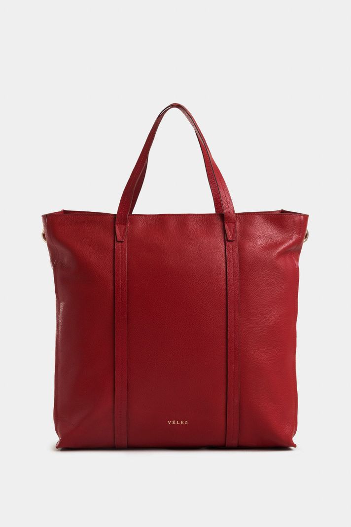 Vélez Shopping Geranio Cuero Mujer Cargadera Trenzada Rojo-0
