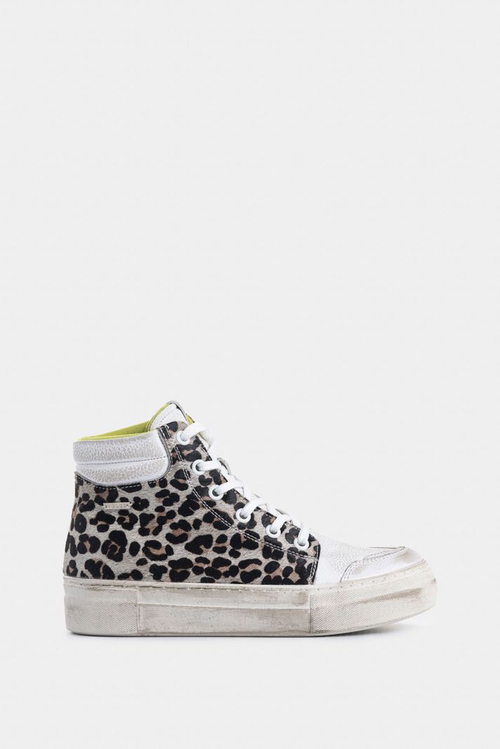 Vélez Zapatillas Alba De Cuero Para Mujer Animal Print Blanco-0