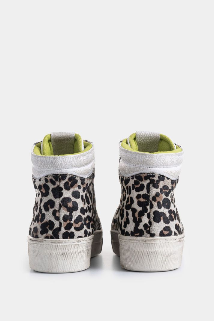 Vélez Zapatillas Alba De Cuero Para Mujer Animal Print Blanco-2