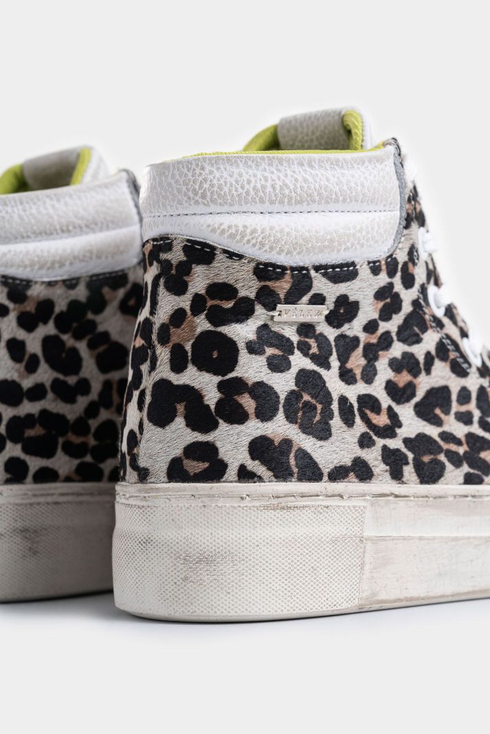 Vélez Zapatillas Alba De Cuero Para Mujer Animal Print Blanco-4