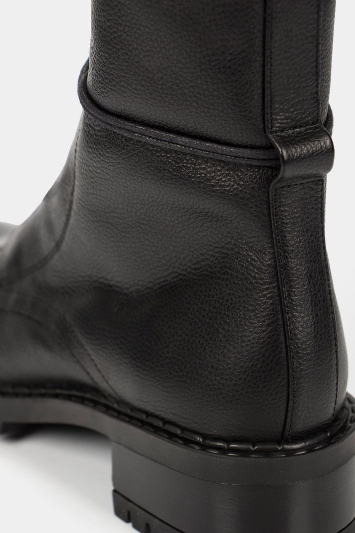 Vélez Botines Militar Paramo De Cuero Mujer Cordones Negro-5