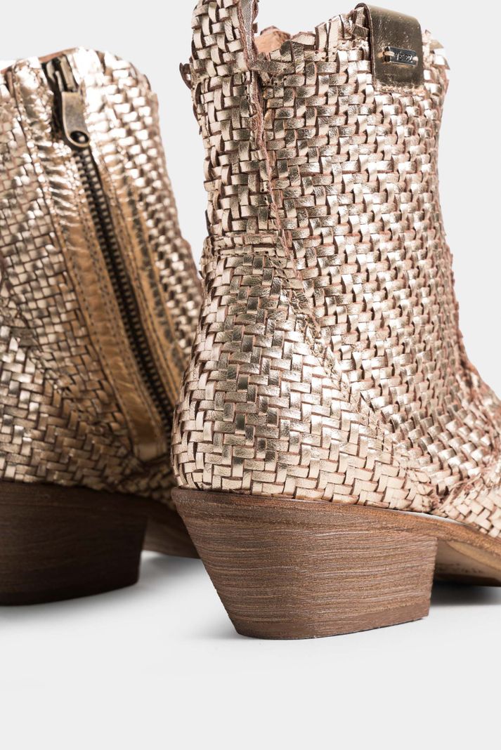 Vélez Botines Uyuni Cuero Para Mujer Capellada Tejida Arena-4