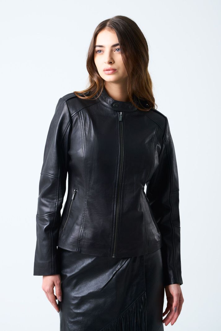 Vélez Chaqueta Rider De Cuero Para Mujer Fit Slim Negro VÉLEZ