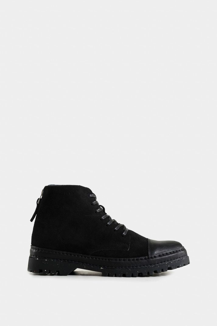 Vélez Botas Zipper De Cuero Hombre Cremallera En Talón Negro-0