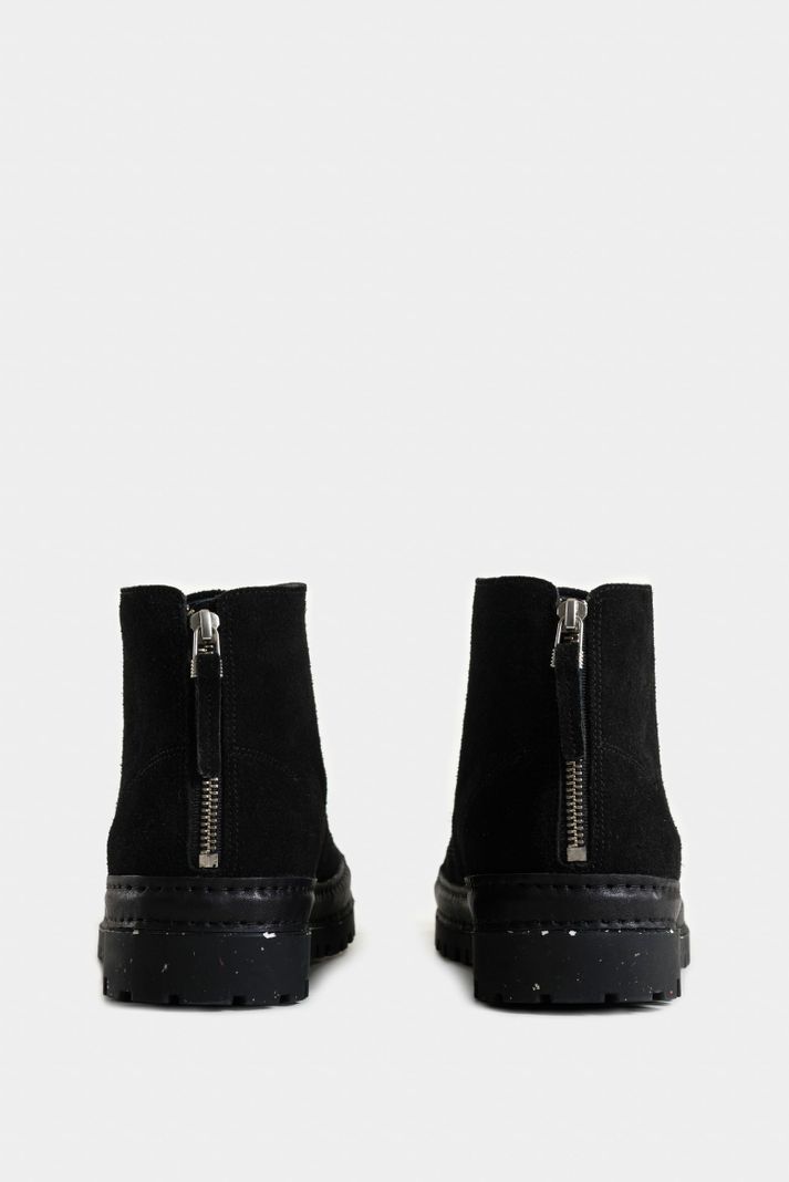 Vélez Botas Zipper De Cuero Hombre Cremallera En Talón Negro-2