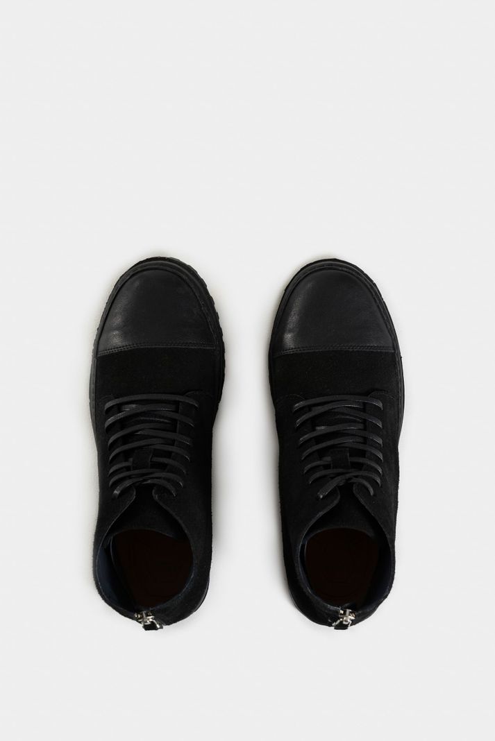 Vélez Botas Zipper De Cuero Hombre Cremallera En Talón Negro-3