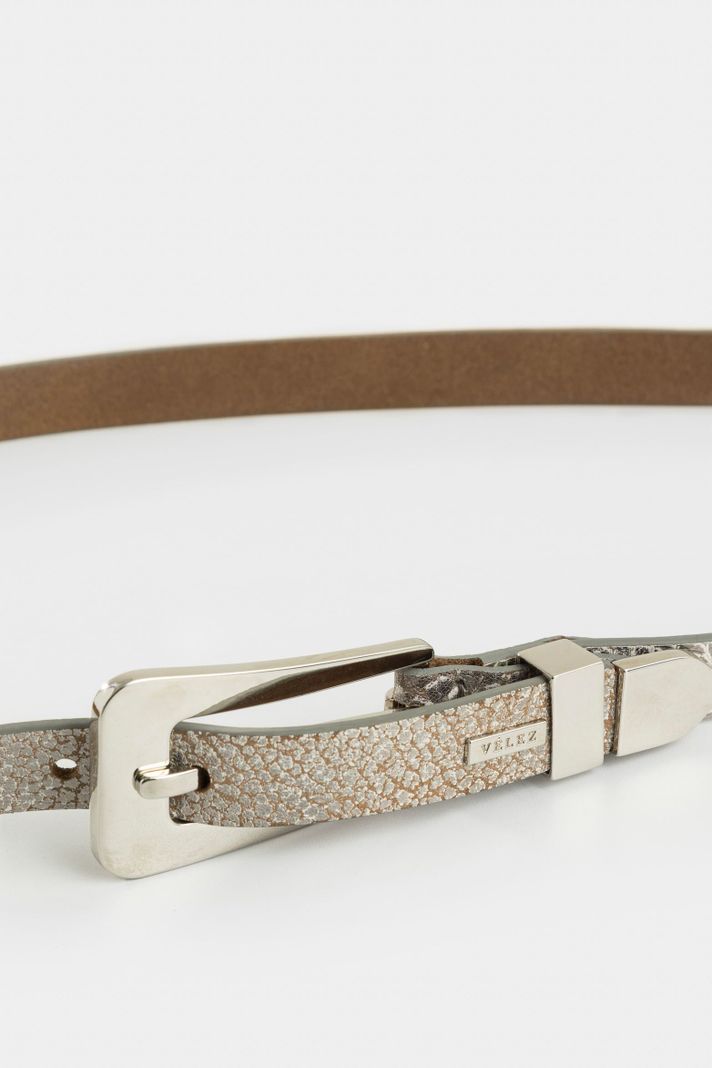 Vélez Cinturón Unifaz Acrux De Cuero Folia Para Mujer Plata-3
